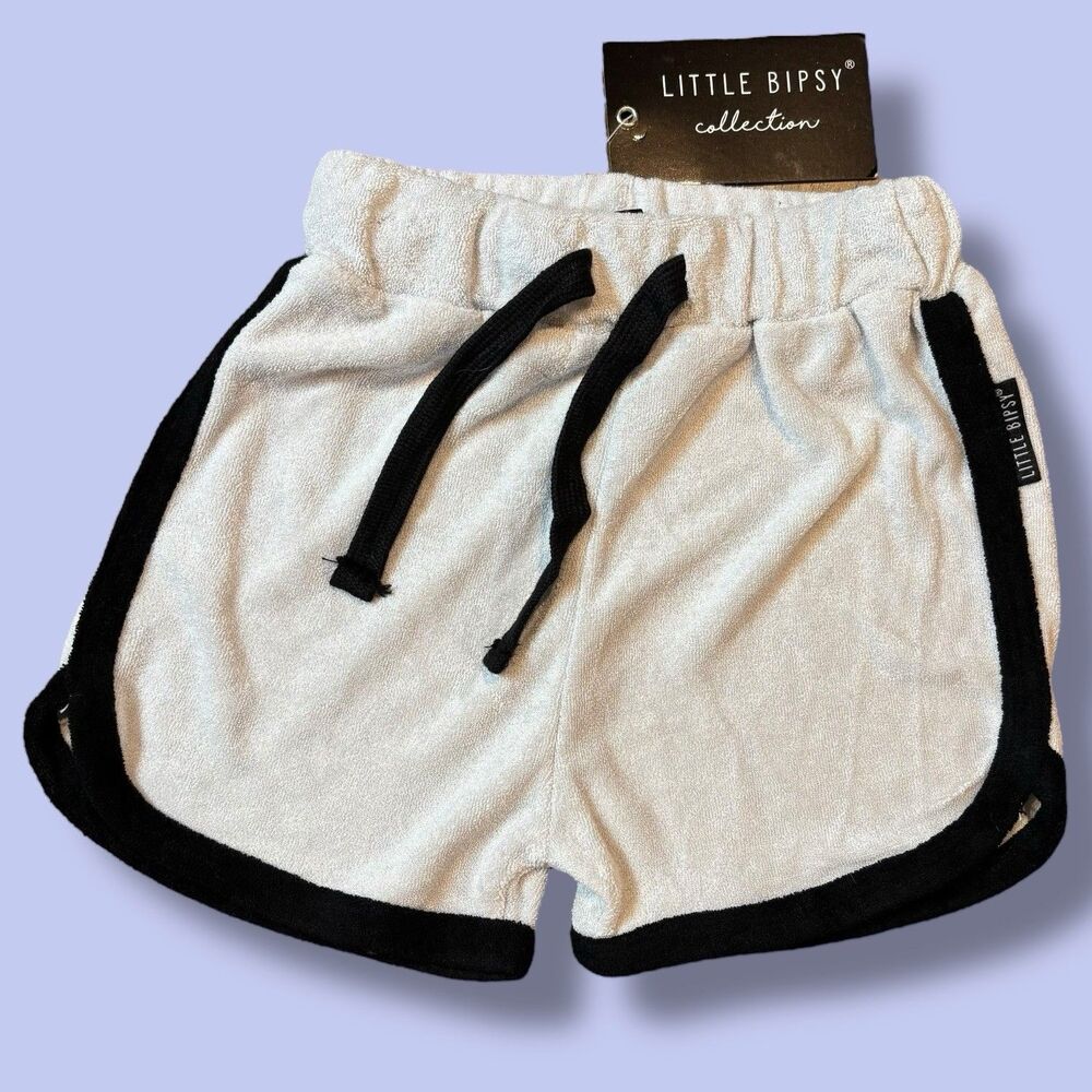 Little Bipsy Terry Cloth Track Shorts - Monochrome Size 18-24m
